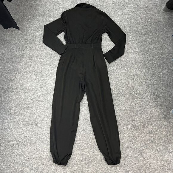 Superdown Jazmin Zip Up Jumpsuit Womens S Small Black Belted Waist Elastic Leg - Picture 3 of 14